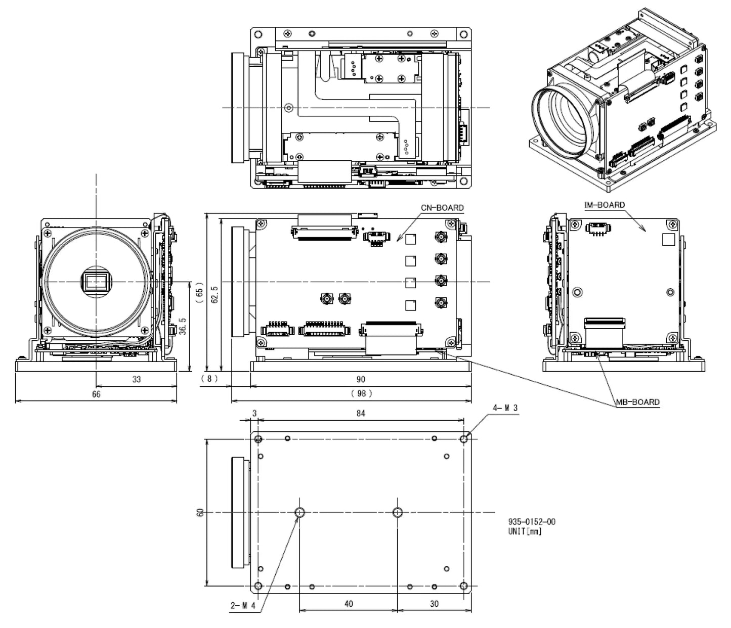 Technical drawing of a mechanical component with dimensions and labels