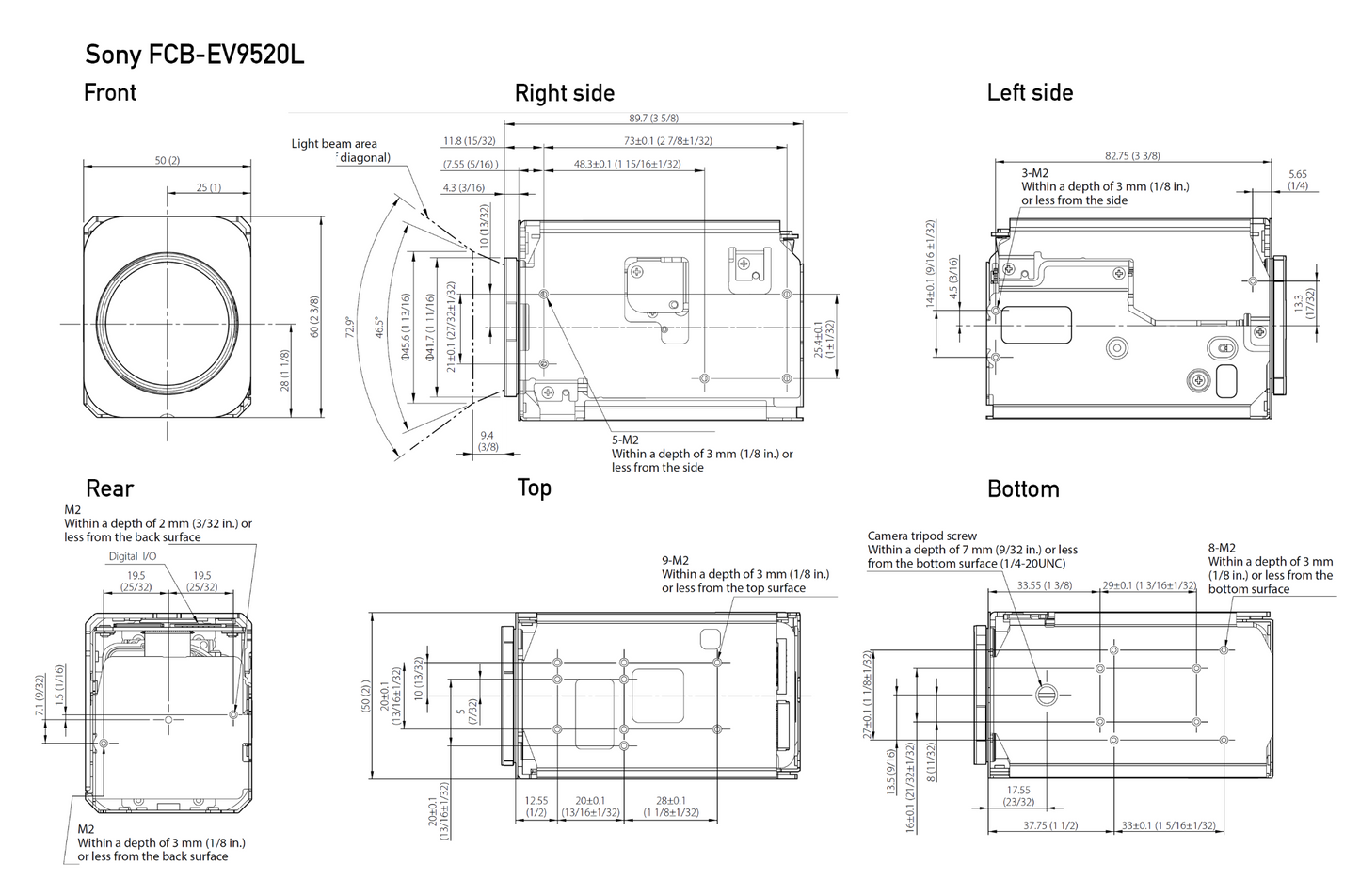 FCB-EV9520L Technical Dimensions Layouts