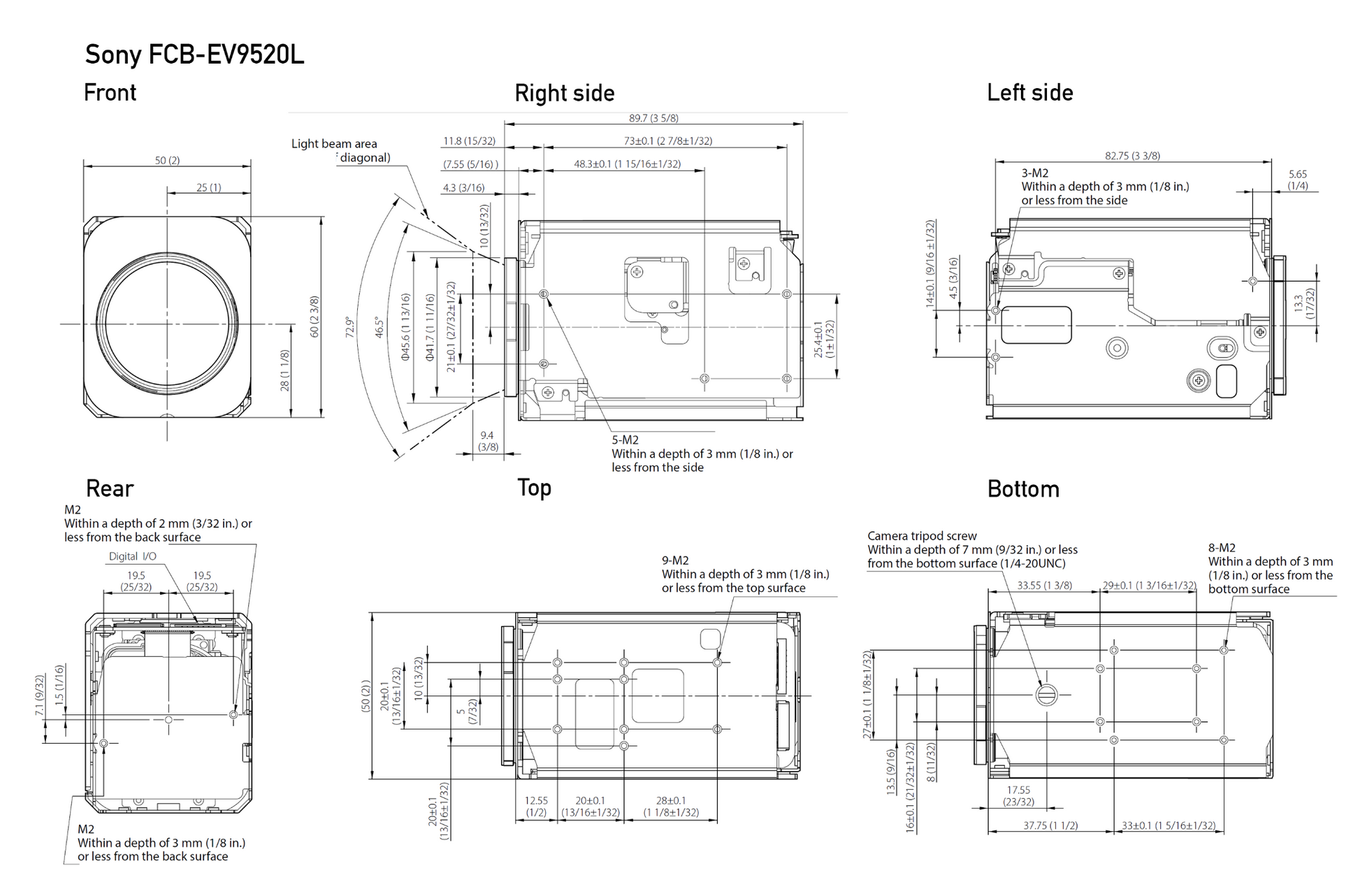 FCB-EV9520L Technical Dimensions Layouts