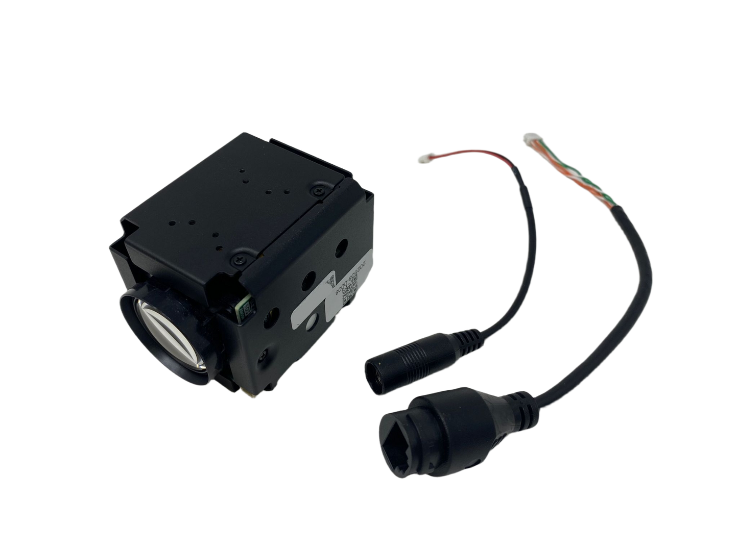 Black electronic component with wiring on a white background