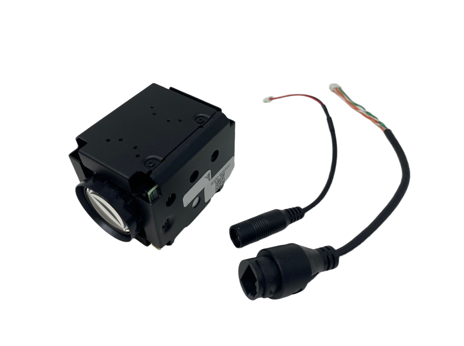 Black electronic component with wiring on a white background