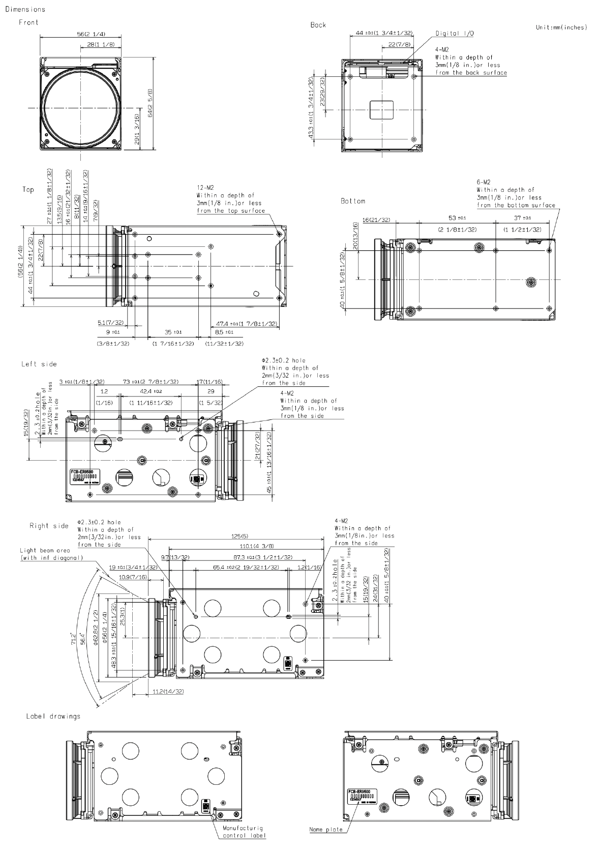 Sony FCB-ER9500 Technical Dimensions 