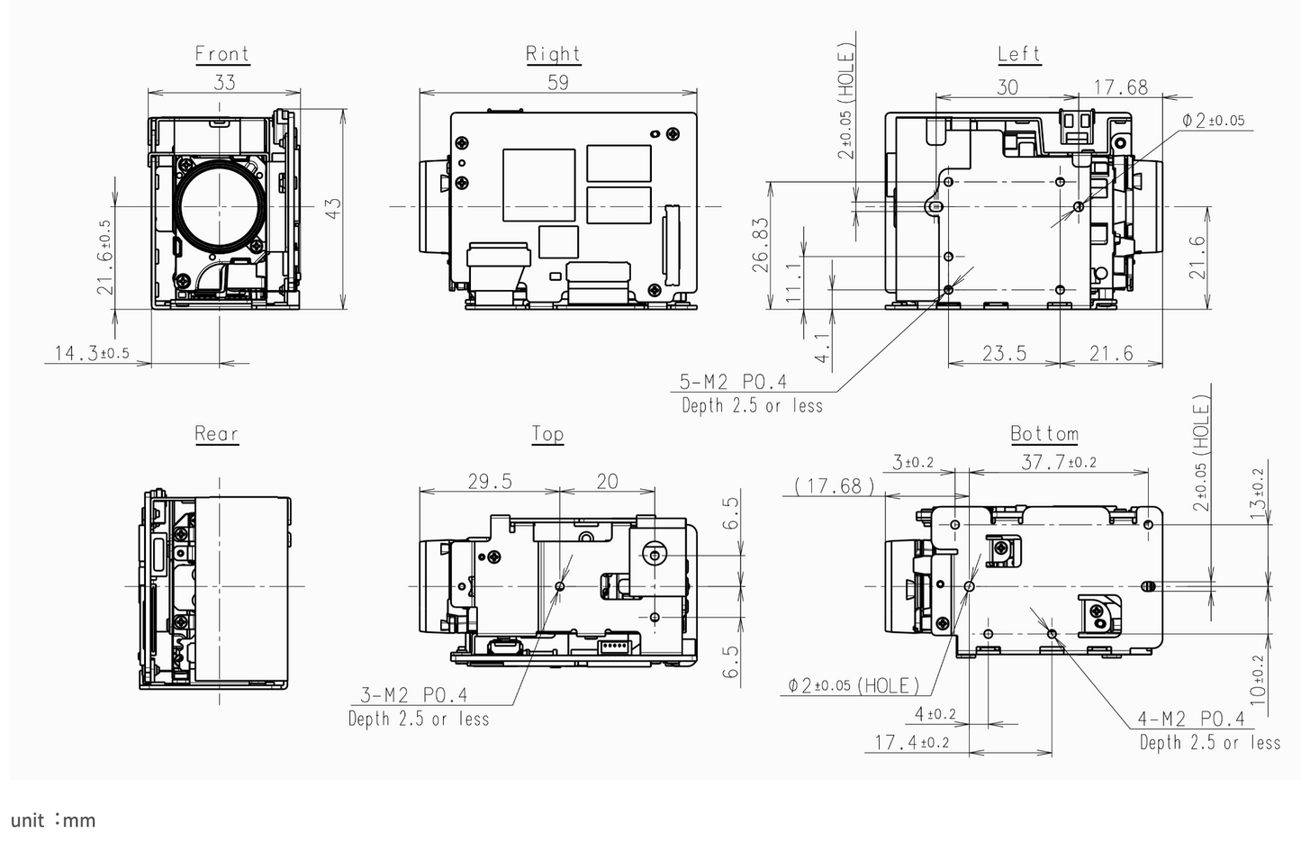 MP3010M-EV Technical Dimensions