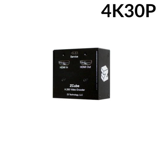 Black video encoder with '4K30P' text on a white background