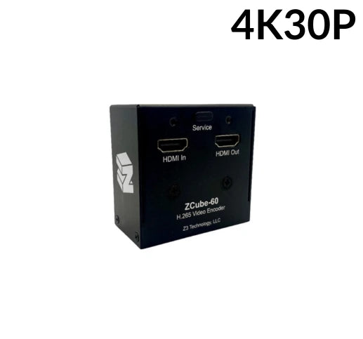 Black video encoder with '4K30P' text on a white background